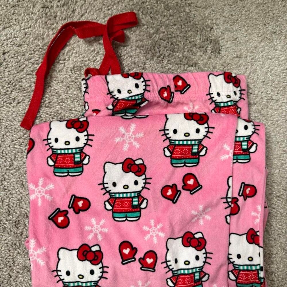 Hello Kitty pink fleece christmas pajama pants